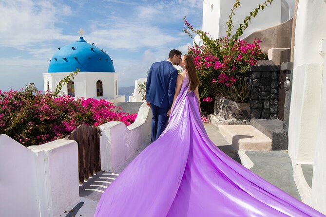 Amazing Flying Dress Photoshoot in Santorini - The flying-dress plan in Imerovigli, in plain terms