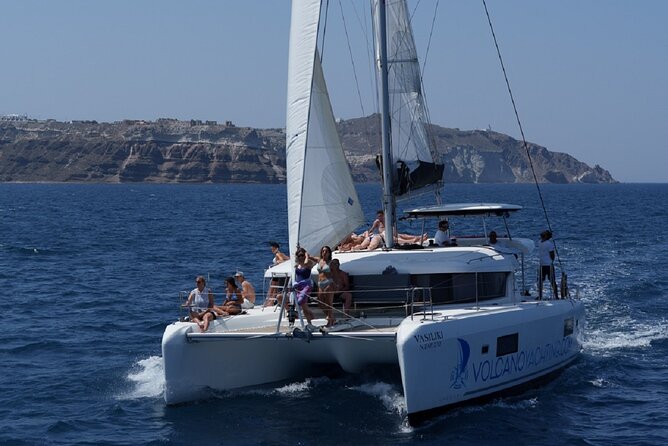 Caldera Cruise with Swim Stops, BBQ on board and drinks! - The Catamaran Comfort Details That Matter on a 5-Hour Day