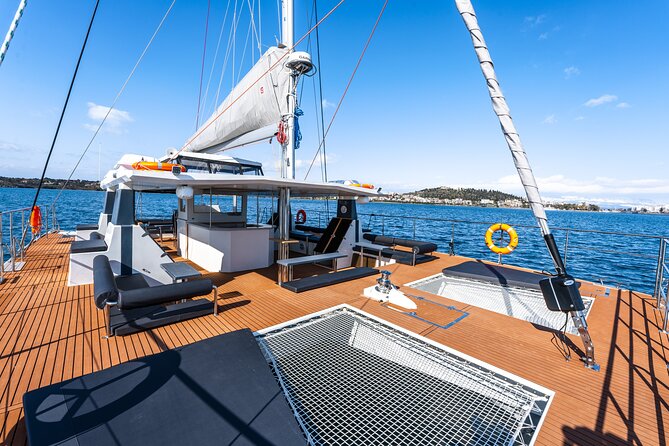 Comfort Max Catamaran Caldera Cruise with BBQ and Drinks - Red Beach area swim stop: Mesa Pigadia and white and red beaches
