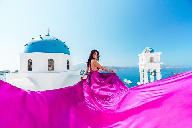 Exclusive Santorini Flying Dress Photoshoot with Pickup - Price and value at $169.38 per person: what you’re paying for