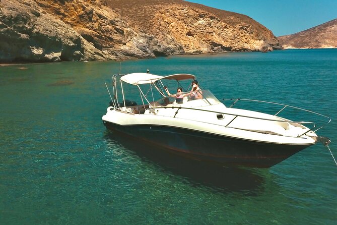 Explore Santorini and its volcanic wonders with Alex Private Boat - Thirassia snorkeling and sailing near the volcano