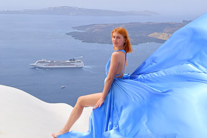 Flying Dress Photoshoot Experience in Santorini with pick up - Flying Dress Photoshoot in Santorini: what the 1-hour experience feels like
