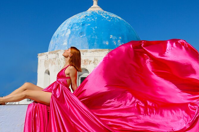 Flying Dress Photoshoot Experience in Santorini with pick up - Pickup and mobile ticket: small logistics that make a big difference