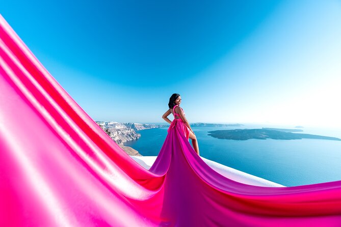 Flying Dress Photoshoot in Santorini by Flying Dress Photo © - Why a flying dress works so well in Santorini