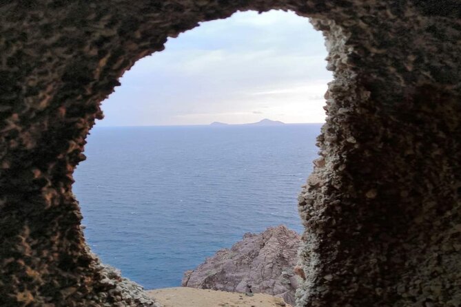 Half-Day Inland Fishing Tourism Sunset Tour with Dinner - The Indianos Rock photo stop: small details, big Santorini energy