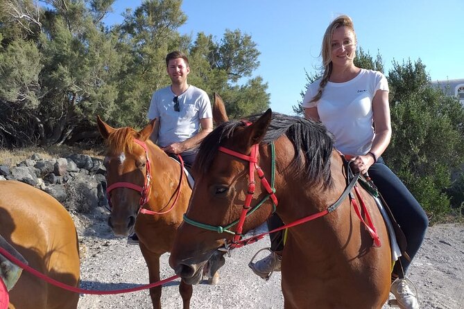 Horse Riding: Explore Secret Thera - From Stable to Saddle: Helmets, Water, and a Safety First Moment