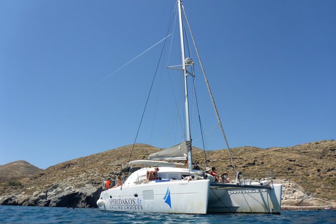 Island Hopping: Santorini Catamaran Charter Cruise with a skipper - Snorkeling, safety gear, and the dinghy motor that helps you go shore-to-ship