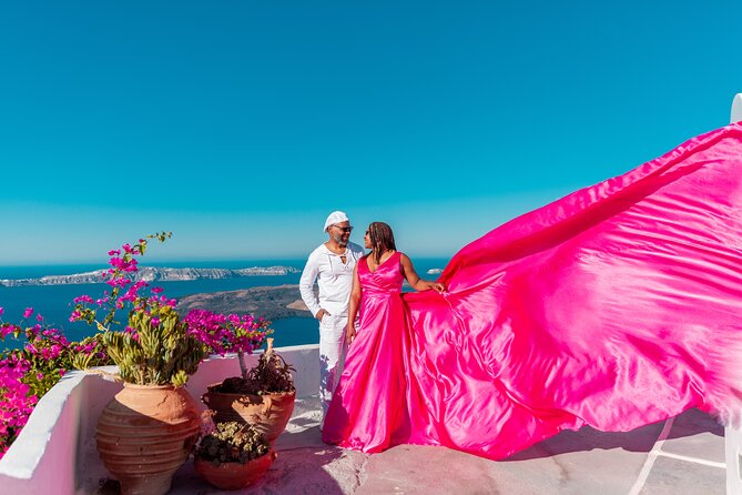 Photoshoot in Flying Dresses in Santorini - Meeting in Imerovigli, Then Working Two Viewpoint Zones