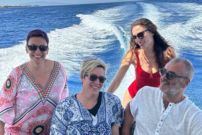 Private Caldera Cruise with Motor Yacht in Santorini - Stop 2: Red Beach swimming, then a meal-on-board moment