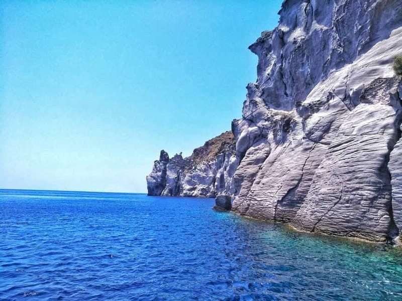 Private, fully customizable cruise in Santorini's caldera - The volcanic caldera view from the water, not from a lookout