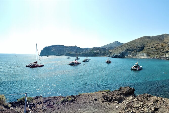 Sailsational Luxury Santorini Catamaran Sunset Cruise with Dinner - Stop 4: Mesa Pigadia Beach swim, then dinner onboard (about 2 hours)