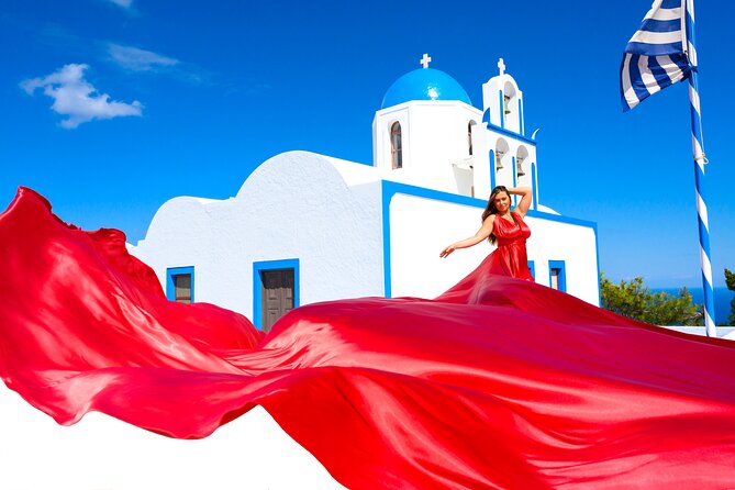 Santorini 2h Private Flying Dress Photoshoot with Transportation - Stop 2, Firostefani for softer variety