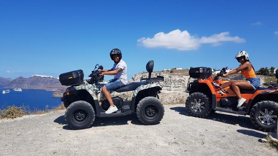 Santorini: ATV guided tour around the South of the island - The Heart of Santorini photo stop and your return to Perissa