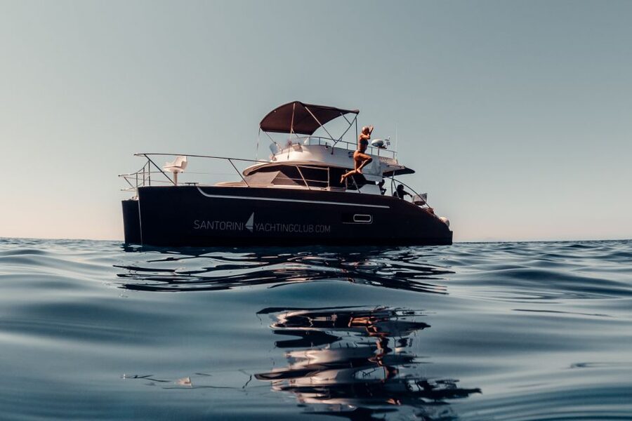 Santorini: Caldera Private Power Catamaran Cruise - Ammoudi Bay Start: Views Before You Even Sail