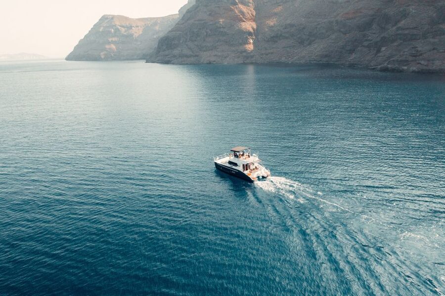 Santorini: Caldera Private Power Catamaran Cruise - Volcano Energy and Hot Springs Swim