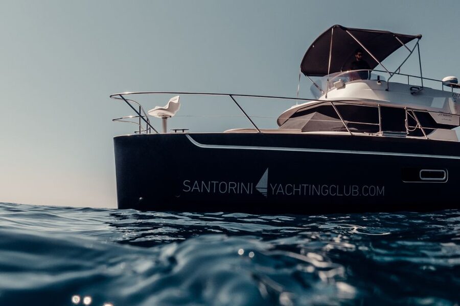 Santorini: Caldera Private Power Catamaran Cruise - White Beach and Red Beach: Swim, Snorkel, and Photograph