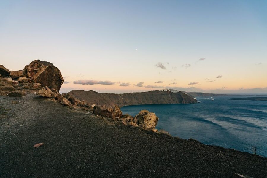 Santorini: Caldera Trail Guided Hike and Sunset Viewing - From Fira toward Skaros: views start early, and the terrain has opinions