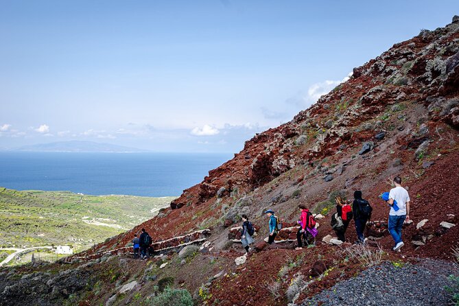 Santorini : Caldera Trail Hike and Sunset - The Descent Toward Oia and Thirasia on the Horizon