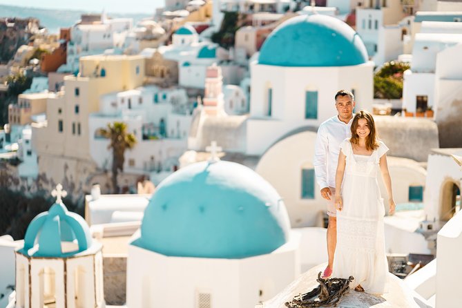 Santorini car tour with a local - Imerovigli: the blue-domed church stop with real breathing room
