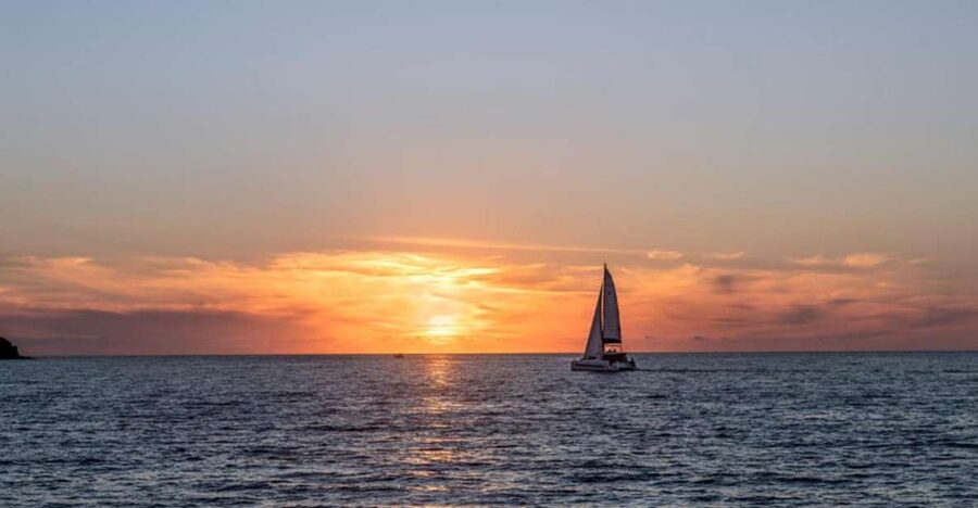 Santorini Catamaran Sunset Skyline Cruise - From Vlychada Marina: Red Beach swim with Akrotiri’s volcanic color