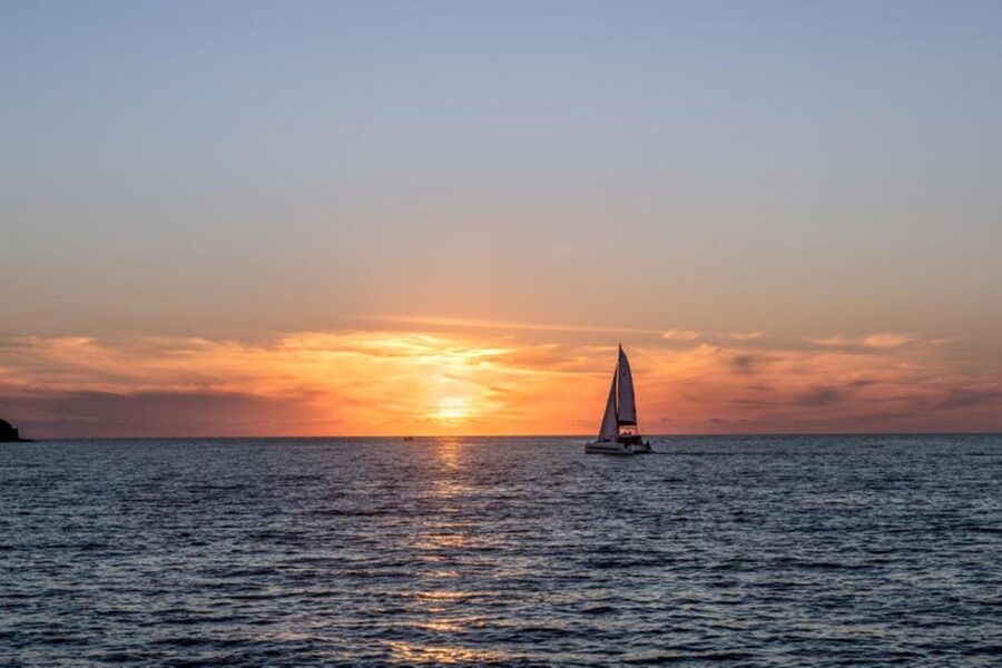 Santorini Catamaran Sunset Skyline Cruise - The Greek lunch onboard, Santorini wine, and what you actually get