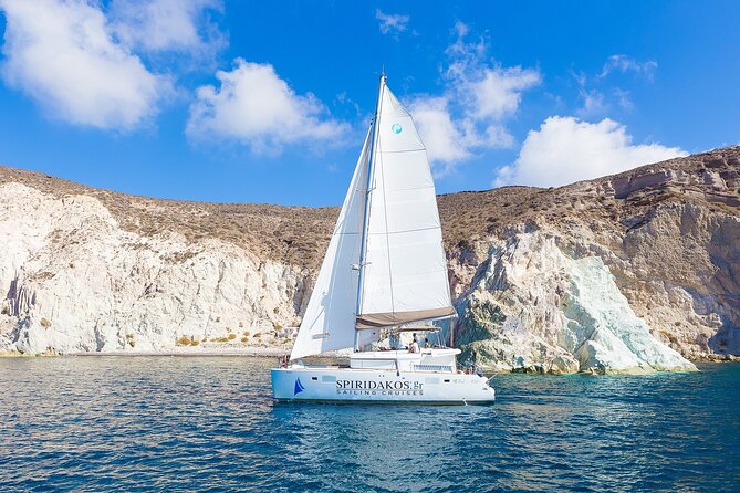 Santorini Classic Catamaran Cruise with BBQ, Drinks and Transfers - The big Santorini draw: Red and White beaches from the sea