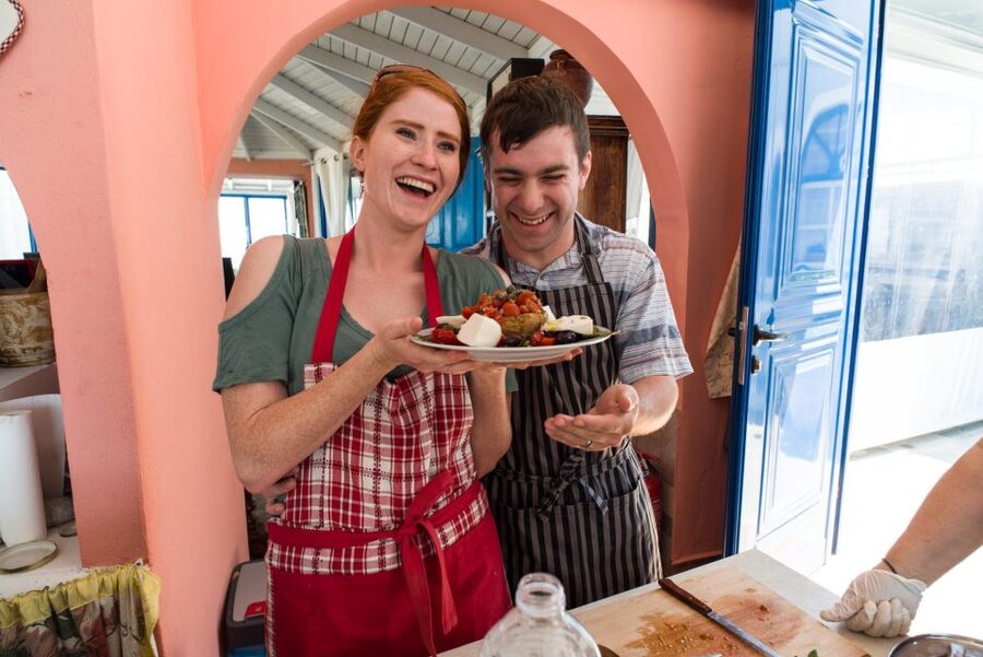 Santorini: Cooking Class and Easy Hike - Cooking class with a local chef: hands-on Greek dishes, paced for real life