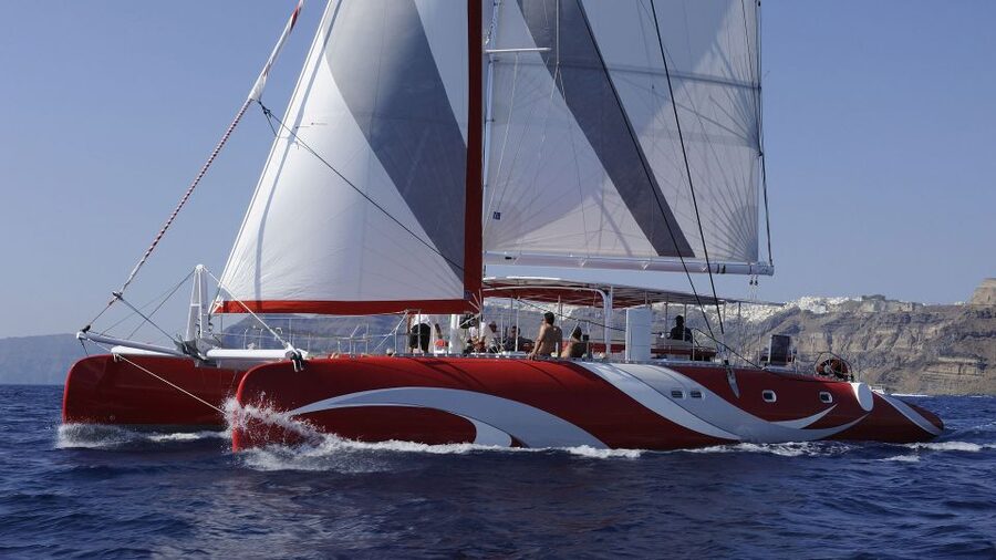 Santorini: Dream Catcher 5-hour Sailing Trip in the Caldera - Akrotiri, the Red and White Beaches, and the Scenic Pass-By