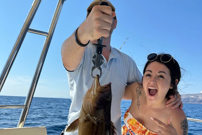 Santorini Fishing Private Cruise boat tour - BBQ, Snorkeling - Snorkeling and swimming in quieter water