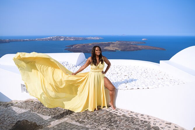 Santorini Flying Dress Photo Session Experience - Photo spots and timing: why the walk is part of the magic