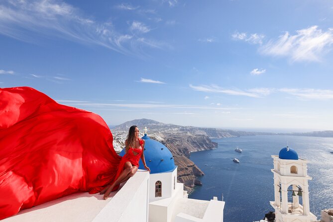Santorini Flying Dress Photography - Flying Dress Colors, Editing, and the Social Video Add-On