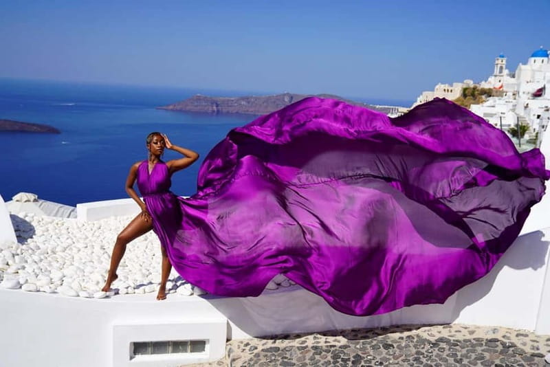 Santorini: Flying Dress Photoshoot Private Entry to Blue Dom - Meeting point to Blue Domes: how the session flows