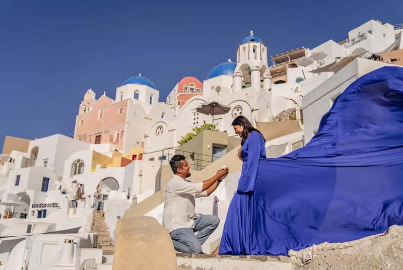 Santorini: Flying Dress Photoshoot Private Entry to Blue Dom - The shoot itself: 30 minutes versus 1 hour