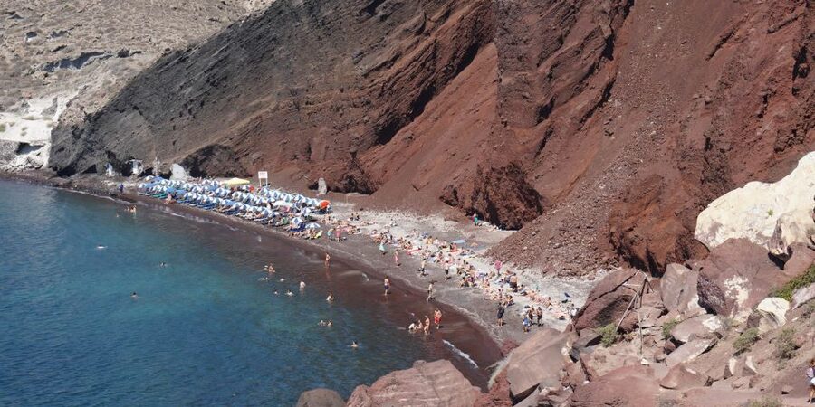 Santorini: Full-Day Small Group Tour - Red Beach: Volcanic Rocks, Red and Black Contrast, and a Eerie Feel