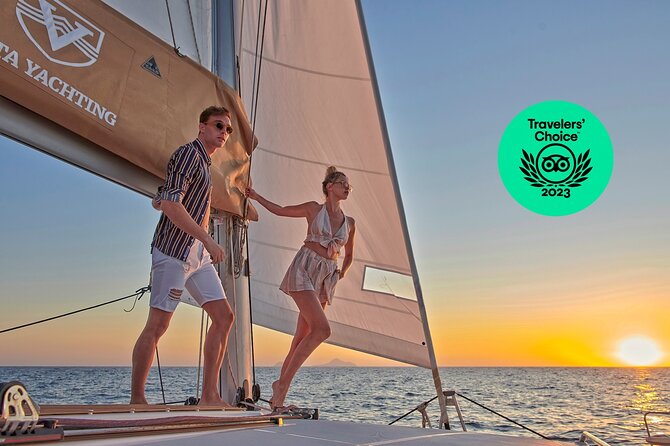 Santorini Gold Catamaran Cruise with BBQ, Drinks and Hotel Pickup - Hotel pickup that is meant to be easy
