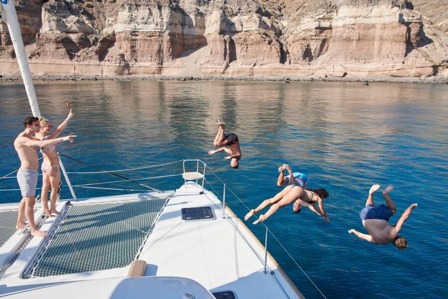Santorini Gold Catamaran Cruise with Snorkel, BBQ & Open Bar - Why This 5-Hour Catamaran Route Fits Santorini Best