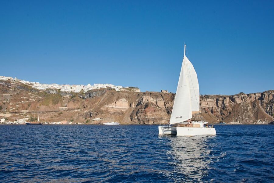 Santorini Gold Catamaran Cruise with Snorkel, BBQ & Open Bar - Mesa Pigadia Beach: Final Swim, Snorkel, and the BBQ Lunch You Actually Want