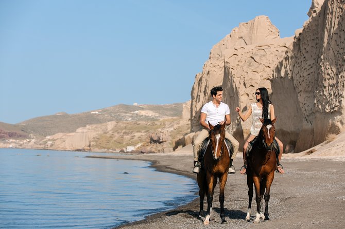 Santorini: Horse Riding to the Black Sandy Beach (Eros beach) - Down to the Black Sand at Eros Beach: What You Actually Get