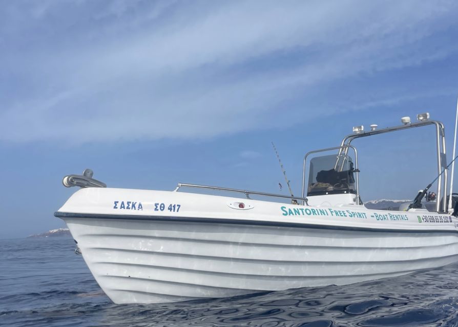 Santorini: License-Free Boat Rental with Snorkeling Gear - The 5-hour flow: sea crate, hot springs, snorkeling time