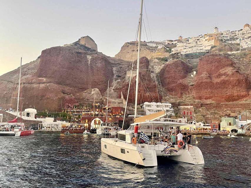 Santorini: Luxury Caldera Cruise with Full Greek Meal - Luxury catamaran details that actually matter on a short trip
