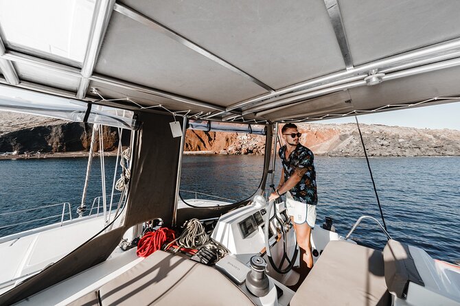 Santorini Luxury Catamaran Private Cruise - Indian Rock and the Lighthouse Views: The Caldera From a Different Angle