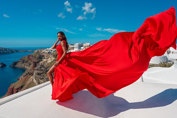Santorini Oia: Private Flying Dress Photoshoot - How the Oia flying dress photoshoot really works (simple, guided, and time-boxed)