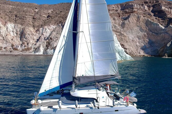 Santorini: Premium Small-Group Catamaran Cruise with Food/Drinks - Key highlights you will feel right away