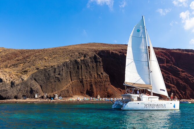 Santorini Private Catamaran Cruise with BBQ, Open Bar & Transfers - Red Beach and White Beach, the swim stops that make the cruise worth it