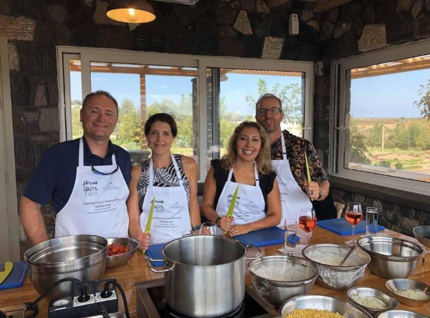 Santorini: Private Cooking Class and Wine Tasting Tour - Volcanic Vineyards First, Where Basket Vines Explain the Terroir