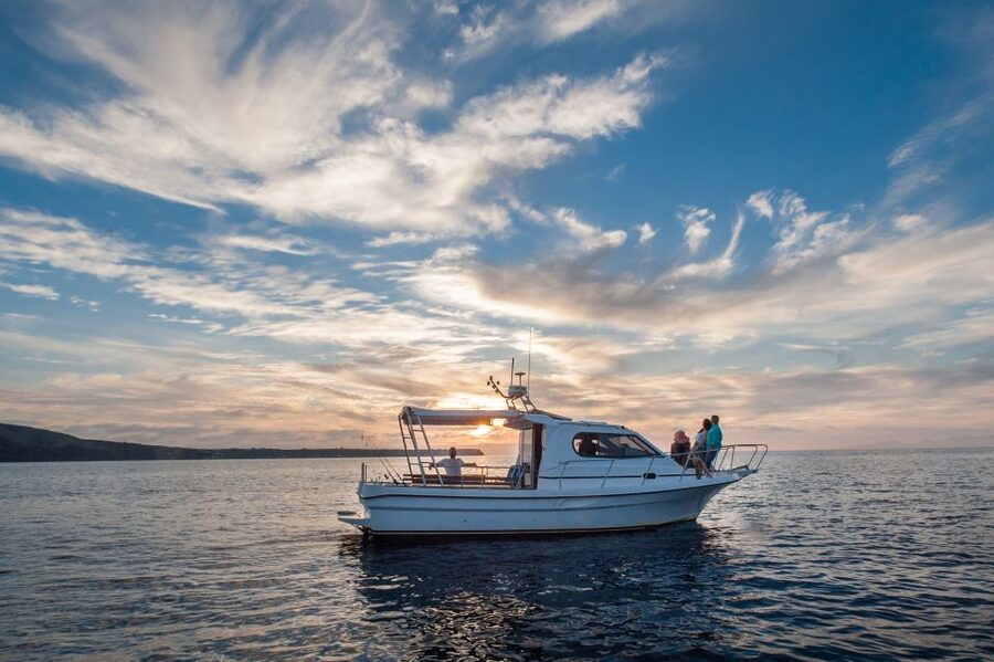 Santorini Private Cruise boat fishing tour - BBQ, Snorkeling - Fishing with a pro, learning local species, and controlling your pace