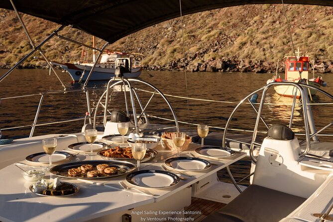 Santorini Private Daytime Sailing Cruise with Meal, Drinks &Transfer included - Homemade meal on board, mostly Santorini ingredients
