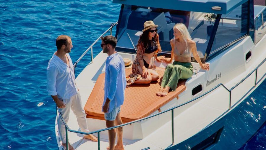 Santorini: Private Diamond 36 Motor Yacht Caldera Cruise - The Oia sunset connection, plus photo stops that make sense
