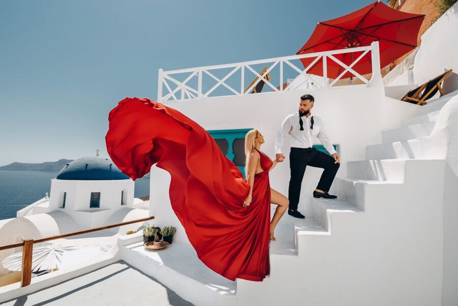 Santorini: Private Flying Dress Photoshoot Experience - Why Santorini turns a dress into a photo concept