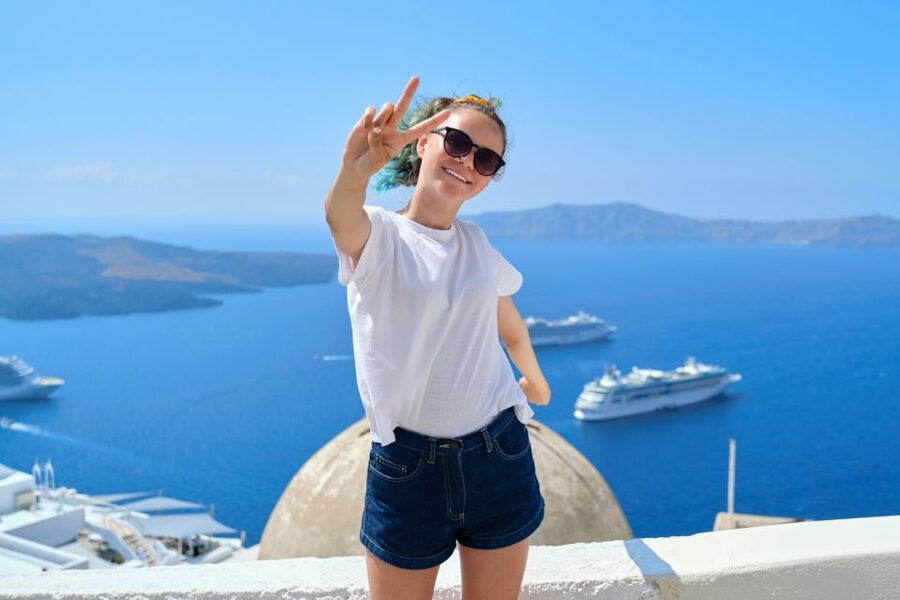 Santorini: Private Vistas Morning Hike inc. tastings - Organic ice cream on the go in Firostefani